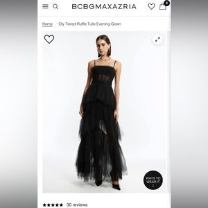 BCBG 
Oly Tiered Ruffle Tulle Evening Gown